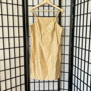 Made in Texas- gold holiday dress by Linda Segal size 10